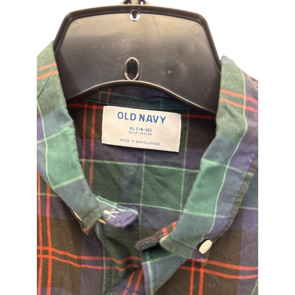 Old Navy Men's Built in Flex Plaid Button-Down Shirt Size XL Long Sleeve Cotton - Picture 4 of 7